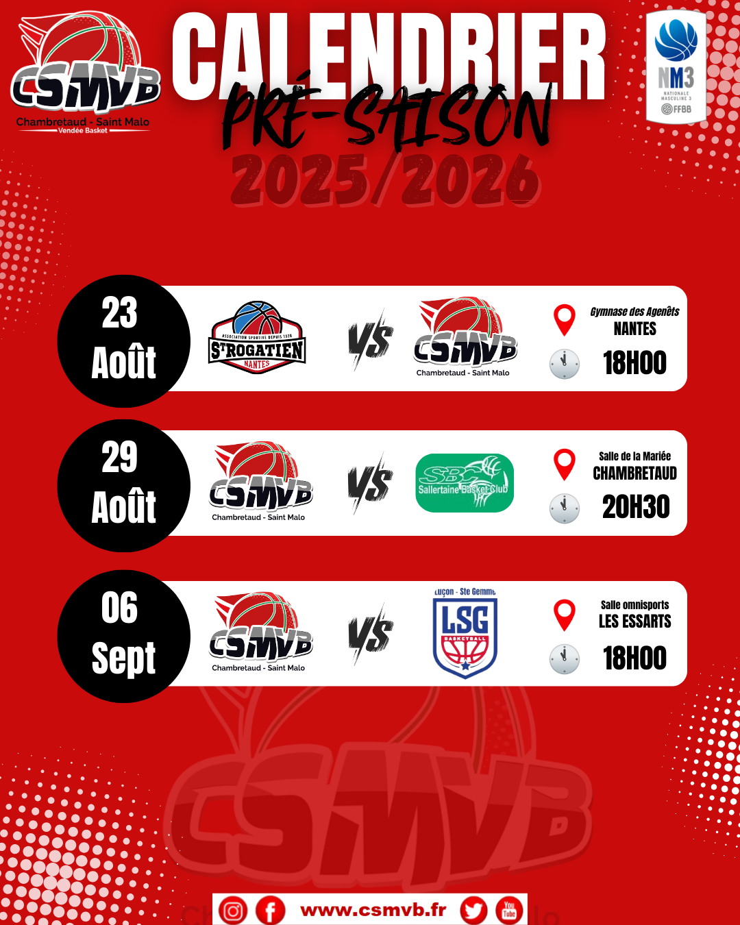 News : NM3 : Cartographie de la poule, calendrier et matchs amicaux